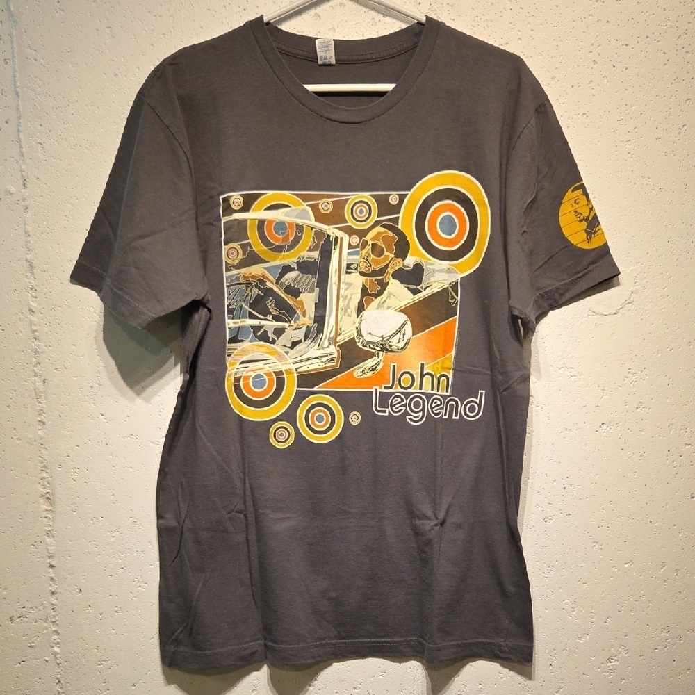 Vintage John Legend 2007 Concert Tour Charcoal Graphic T-Shirt (Large)